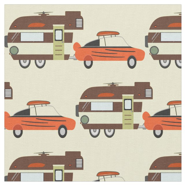 Vintage Car and Camper Thunder_Cove Fabric (Close Up)
