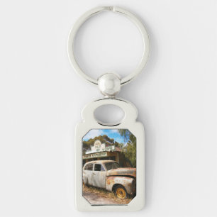 Vintage Car And Garage, Metal Keyring