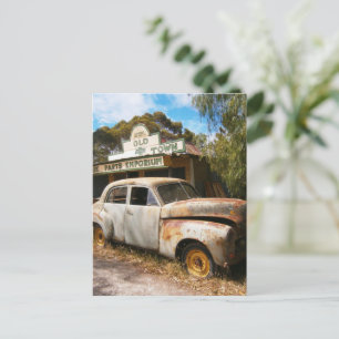 Vintage Car And Garage, Postcard