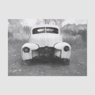 Vintage Car Antique Rustic Black And White Art Tissue Paper