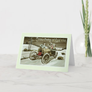 Vintage car at Christmas  Holiday Card