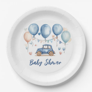 Vintage car Baby Shower Paper Plate