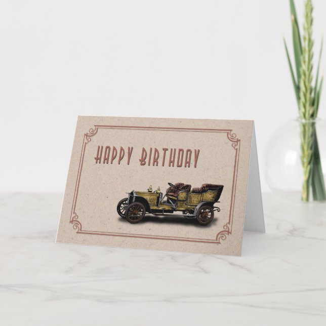Vintage Car Birthday Card (Front)