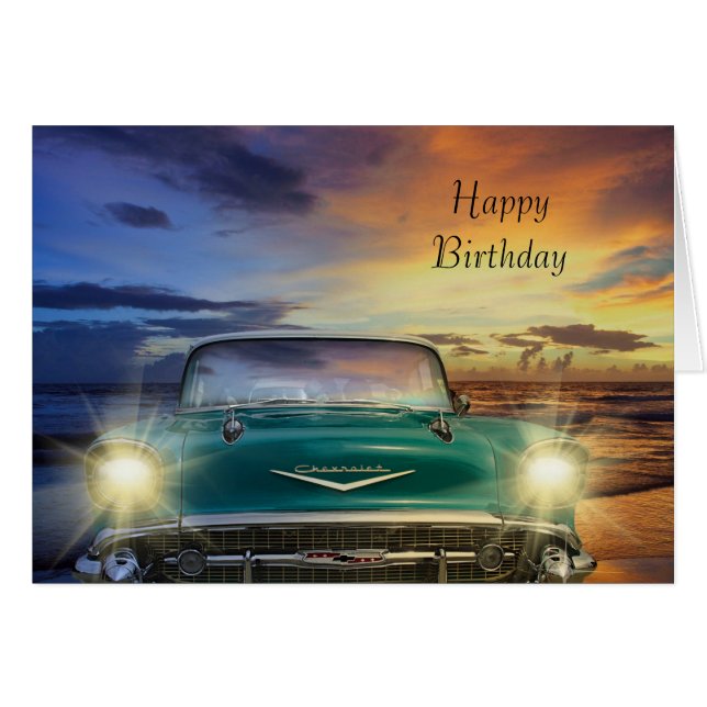 Vintage Car Birthday Card (Front Horizontal)