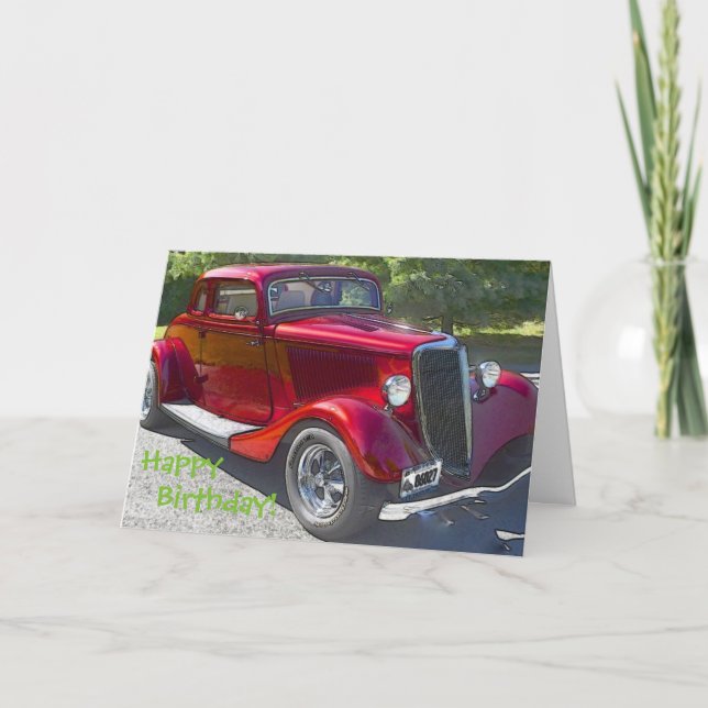 Vintage Car Birthday Card (Front)