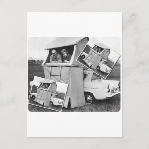 Vintage Car Camping Caravan Postcard