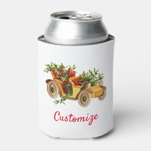 Vintage Car Christmas Mistletoe Thunder_Cove Can Cooler