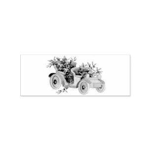 Vintage Car Christmas Mistletoe Thunder_Cove Rubber Stamp