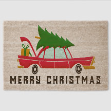 Vintage Car Christmas Tree Merry Christmas