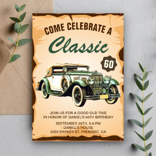 Vintage Car Classic Birthday Party Invitation