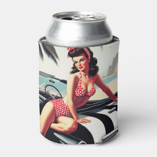 Vintage Car Classic Pin Up Can Cooler (Can Front)