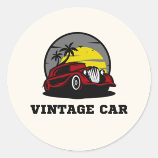Vintage car classic round sticker