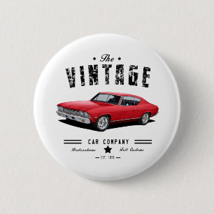 vintage car co chevelle 6 cm round badge