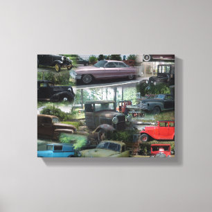 Vintage Car Collage Canvas Print