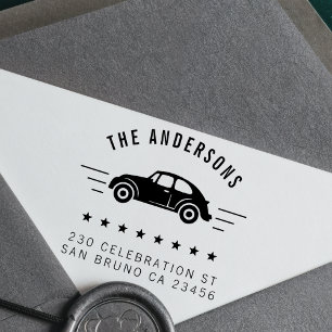 Vintage Car Custom Family Name & Return Address Rubber Stamp
