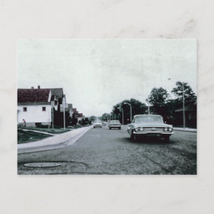 Vintage Car Driving on Road Postcard