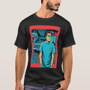 Vintage Car Enthusiasts Retro Pop Style Car Mechan T-Shirt