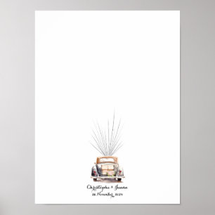 Vintage Car Fingerprint Balloon Wedding Guest Book