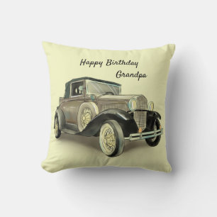 Vintage Car  Grandfather Birthday Change Name etc Cushion