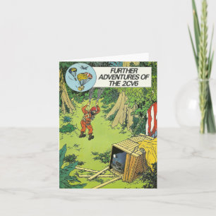 Vintage car greetings card   Citroen 2cv   French