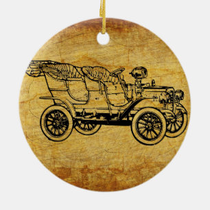 Vintage car historic automobile illustration ceramic ornament