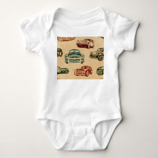 Vintage Car Illustration Background Pattern Baby Bodysuit
