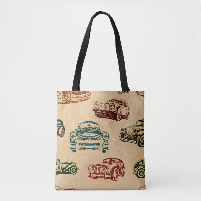 Vintage Car Illustration Background Pattern Tote Bag (Front)