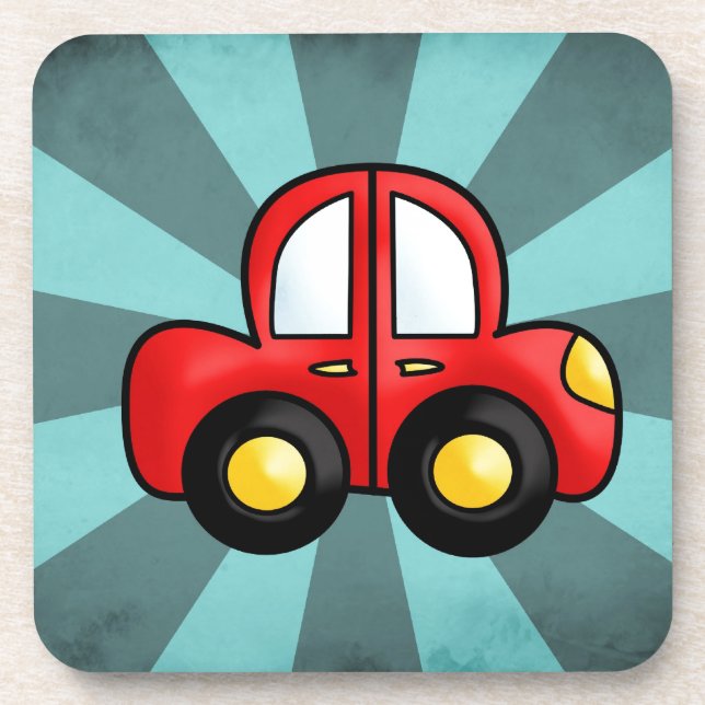 Vintage Car Illustration – Classic Automobile Art Coaster (Front)