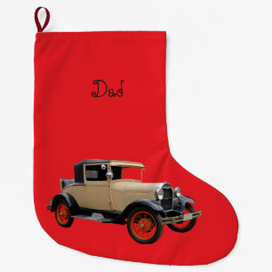Vintage Car Large Christmas Stocking