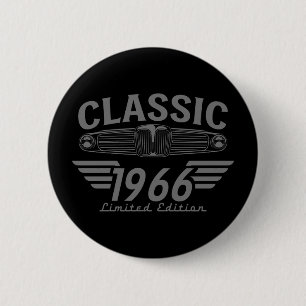 Vintage Car Lover 1966 Made in 1966 60th Birthday 6 Cm Round Badge
