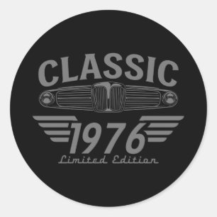 Vintage Car Lover 1976 Made in 1976 50th Birthday Classic Round Sticker