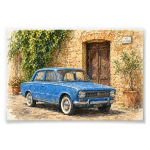 Vintage Car on Rustic Street Photo Print