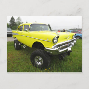 Vintage Car Oversized Tires Postcard