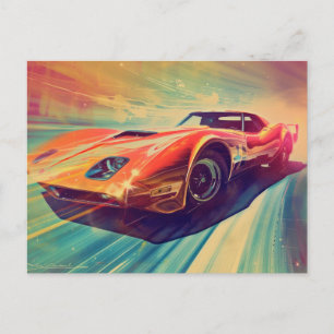 Vintage car painting II (two) Postcard