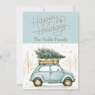 Vintage Car Photo Christmas Holiday Card