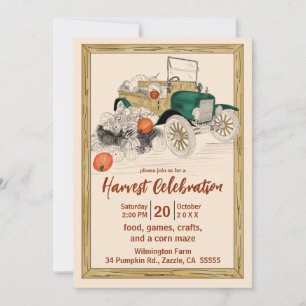 Vintage Car Pumpkin Harvest Invitation
