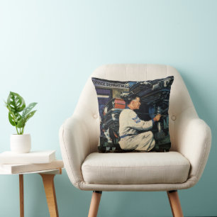 Vintage Car Repair Service Business Auto Mechanic Cushion