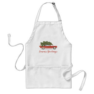 Vintage Car Season’s Greeting’s Holiday Standard Apron