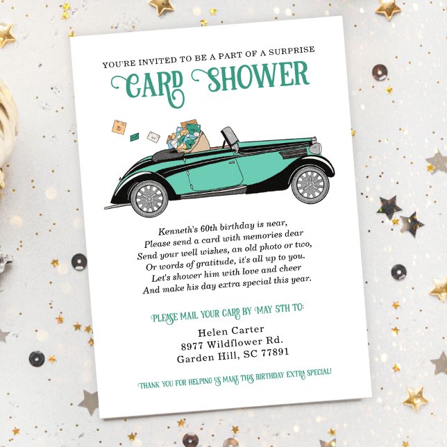 Vintage Car Surprise Shower by Mail Birthday Invitation (Creator Uploaded)
