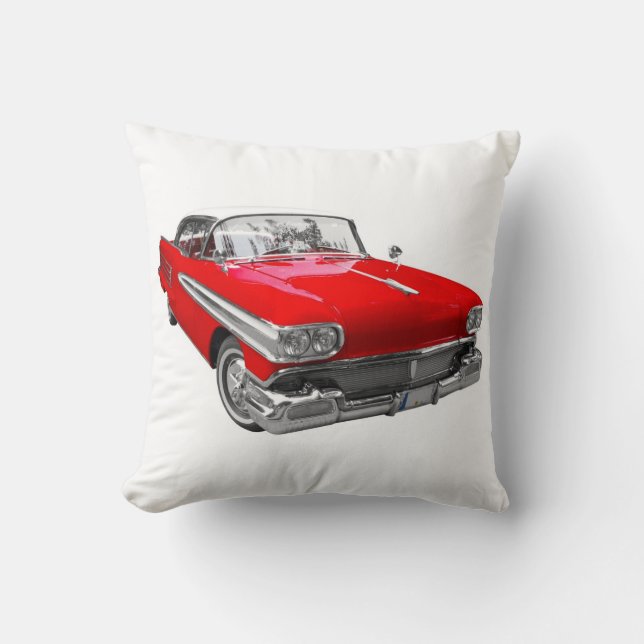 Vintage Car Throw Pillow (Front)