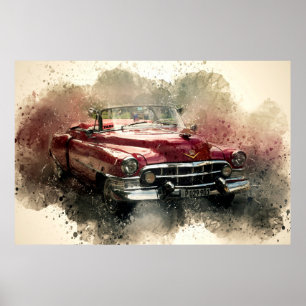 Vintage Car Watercolor Poster