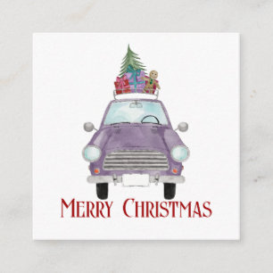 Vintage car with Christmas Gifts  Holiday Card