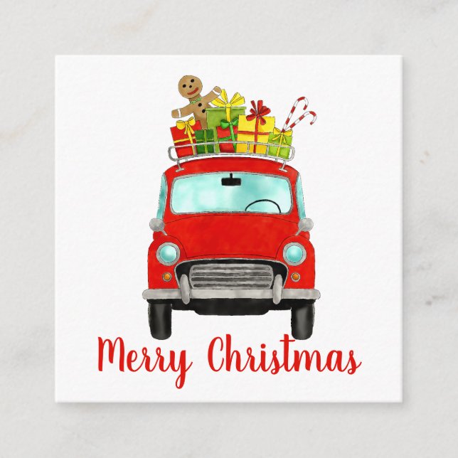 Vintage car with Christmas Gifts  Holiday Card (Front)