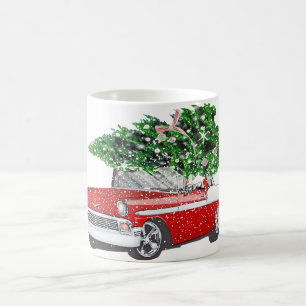 Vintage Car with Christmas Tree Coffee Mug