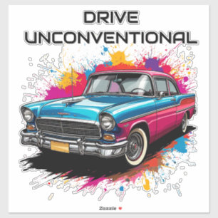 Vintage Car with Colourful Paint Splashes