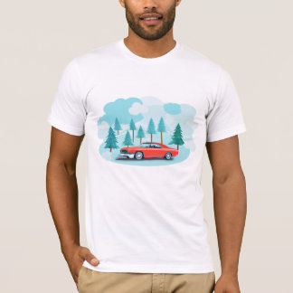 Vintage car with trees and cloud background T-Shirt
