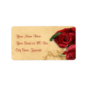 Vintage Caramel Brown & Rose Label