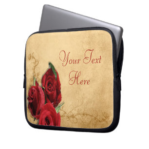 Vintage Caramel Brown & Rose Laptop Sleeve