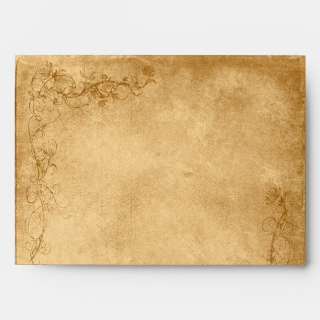 Vintage Caramel Brown & Rose Wedding Envelopes (Front)