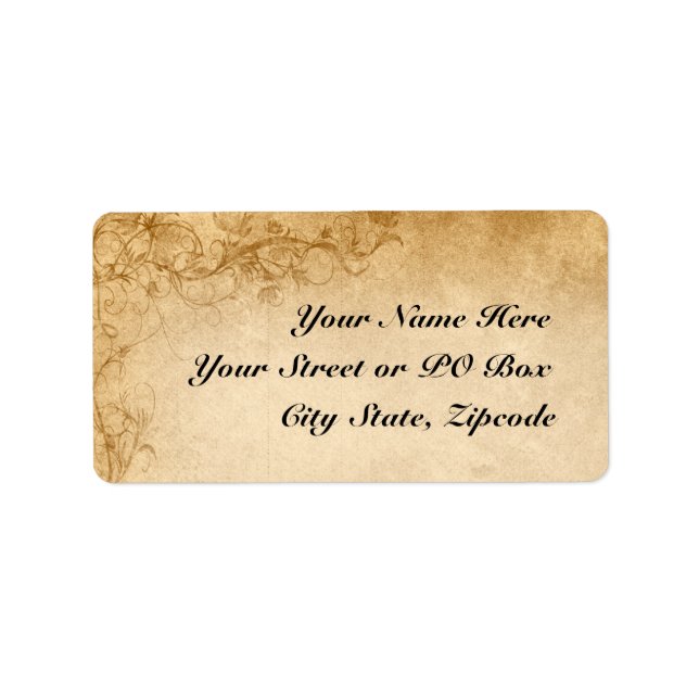 Vintage Caramel Brown & Rose Wedding Label (Front)